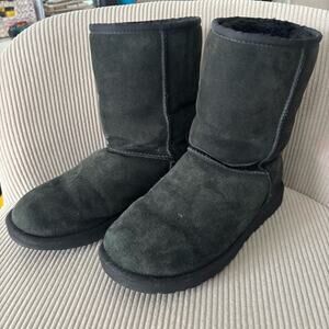 UGG Classic Short Boot Black Suede Shearling 7